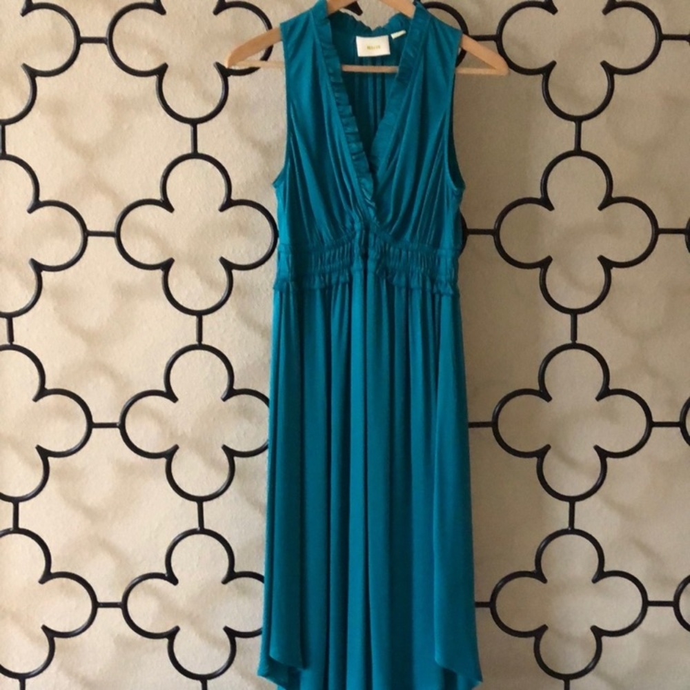 Maeve Sleeveless Teal High-Low V-Neck Dress